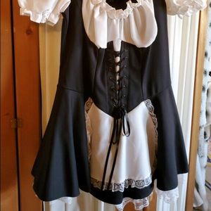 French Maid Costume Dress Theater Cosplay Dress Up Sexy Halloween - Size Medium
